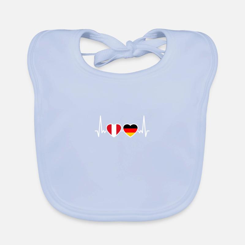 Peru Germany Heartbeat Flag Peruvian Organic Baby Bibs