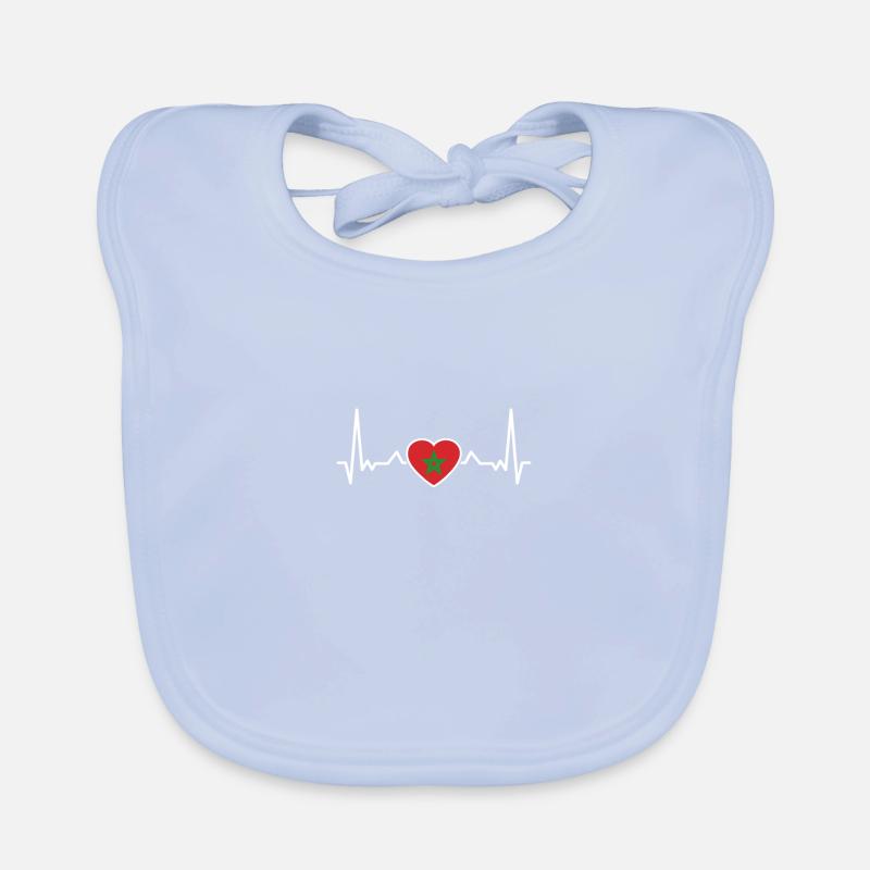 Maroc Heartbeat Drapeau marocain Marocain Bavoir bio Bébé