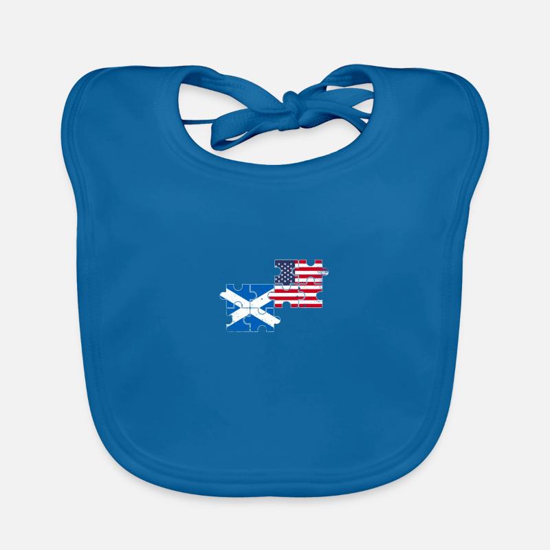 Ecosse USA Vintage drapeau écossais - Bavoir bio Bébé - bleu paon