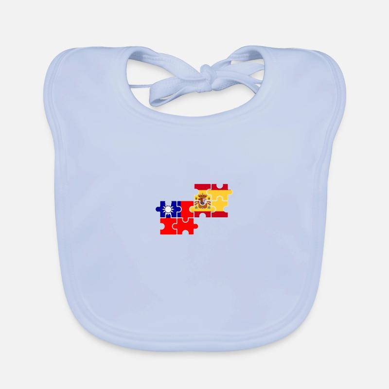 Taiwan Spain Flag Spanish Taiwanese Organic Baby Bibs