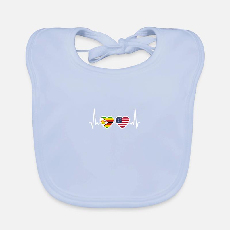 Zimbabwe, Etats-Unis, Heartbeat, Drapeau, Zimbabwéen Bavoir bio Bébé