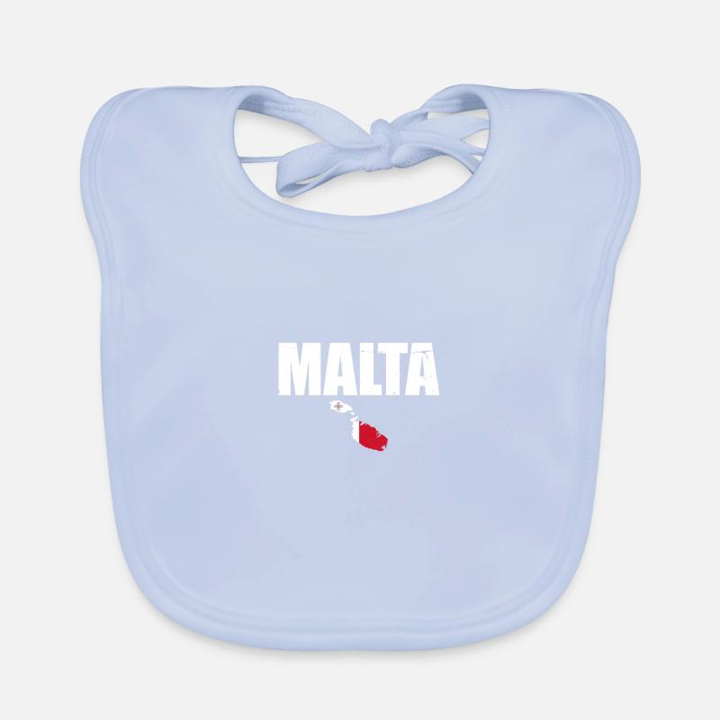 Malta Vintage Map Maltese Flag Organic Baby Bibs