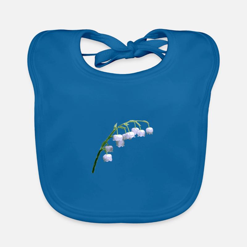 Cadeau de printemps fleur de muguet - Bavoir bio Bébé - bleu paon