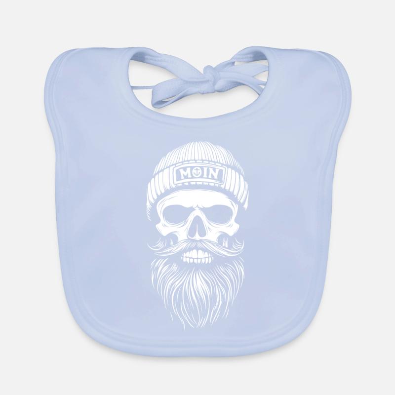 Moin - Totenkopf mit Bart - Seemann Geschenk Baby Bio-Lätzchen