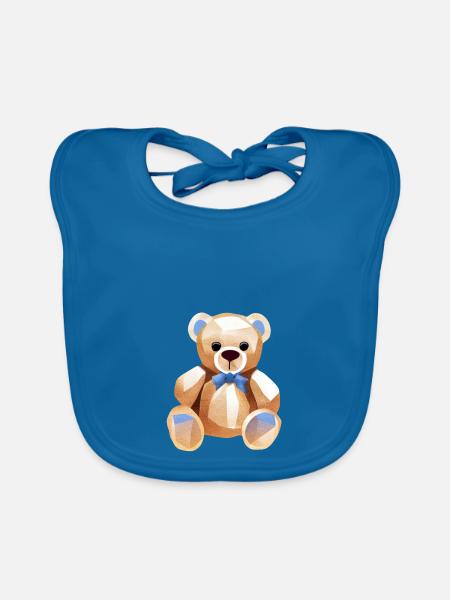 TEDDY BEAR - TEDDYBÄR - KUSCHELBÄR - PLÜSCHBÄR - Baby Bio-Lätzchen - Pfauenblau - Vorne