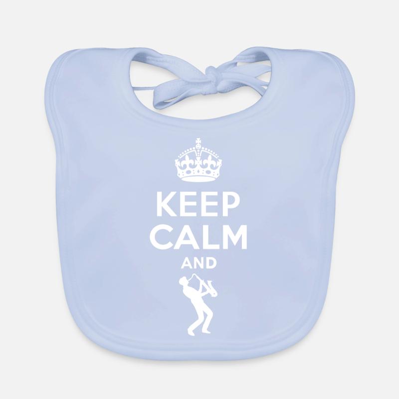 Keep Calm - Saxophon spielen 2 Baby Bio-Lätzchen