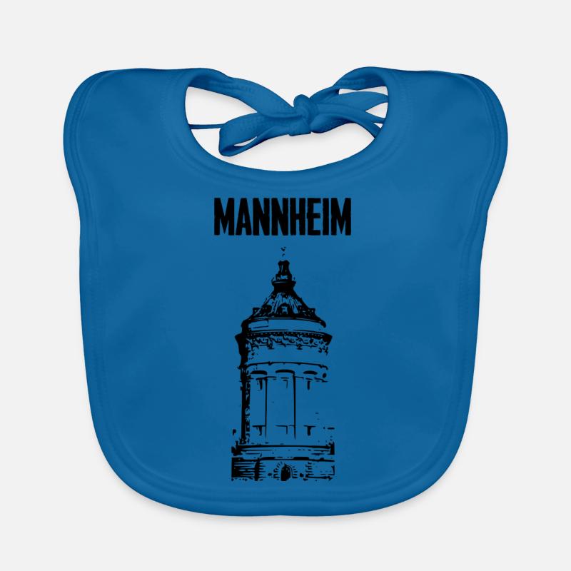 Mannheim Wasserturm Schwarz Baby Bio-Lätzchen