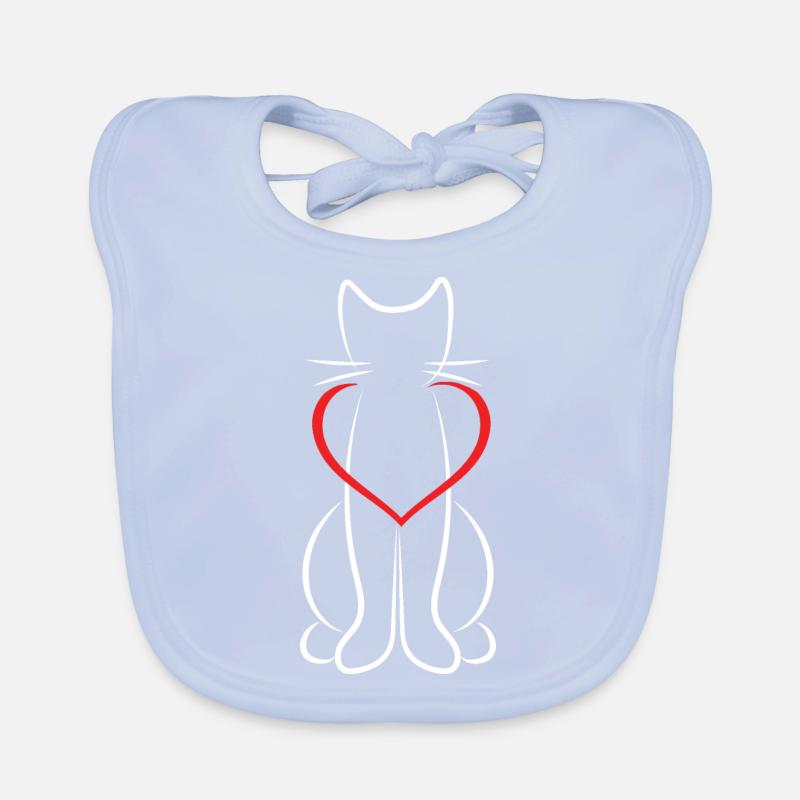 J'aime le chat, Chat et amour simple Bavoir bio Bébé