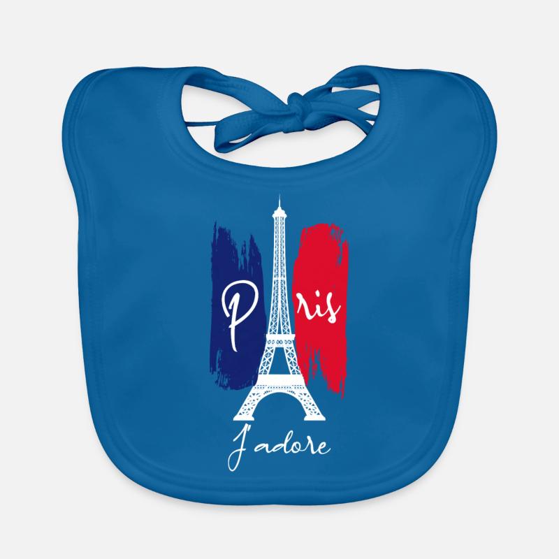 Paris J'adore - Bavoir bio Bébé - bleu paon
