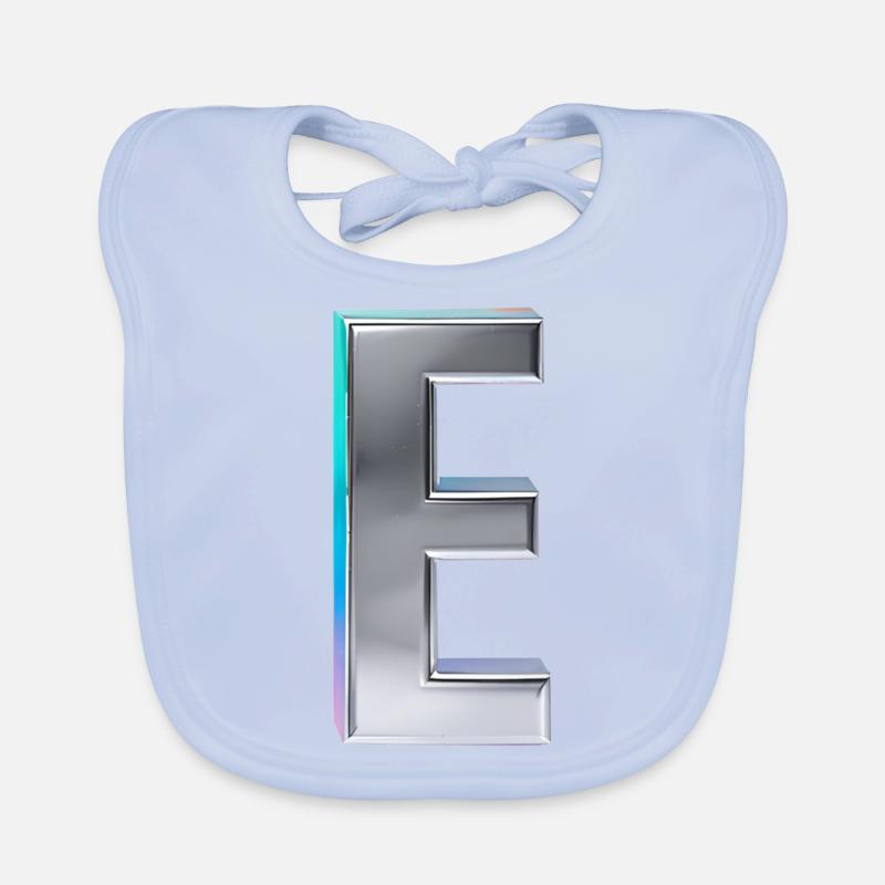 Chrome ,, E " Metallic Organic Baby Bibs