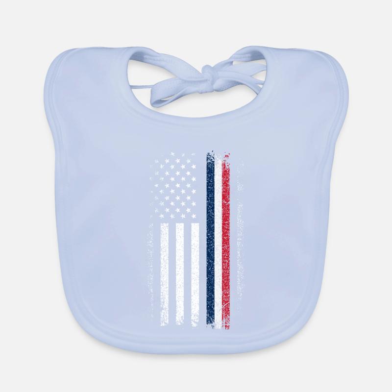 Drapeau en difficulté : Ligne bleue-rouge Bavoir bio Bébé