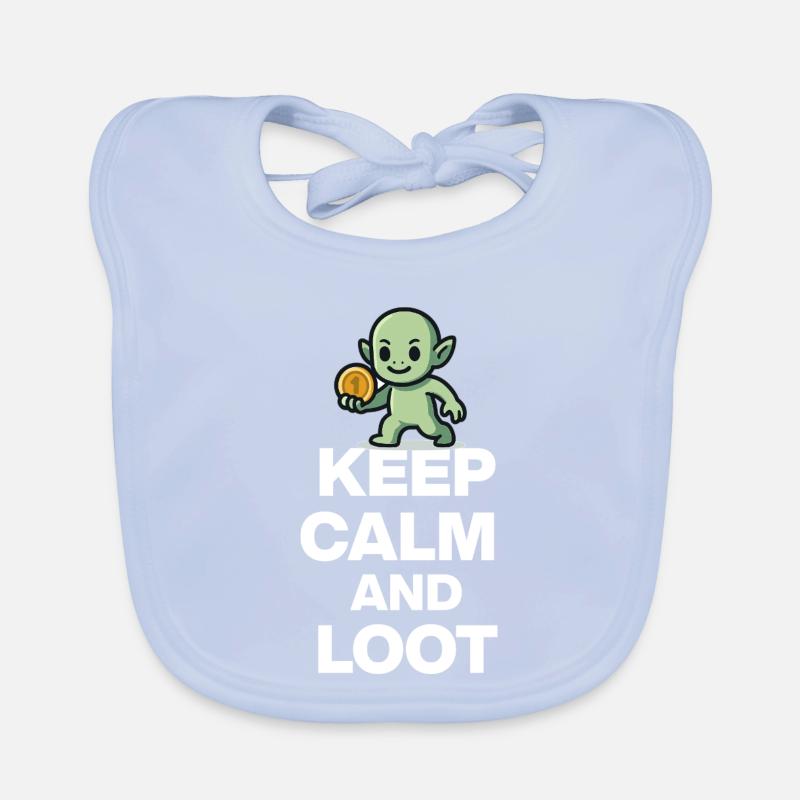 KEEP CALM AND LOOT, GOBLIN GOLD! ZOCKER NERD PARTY Baby Bio-Lätzchen