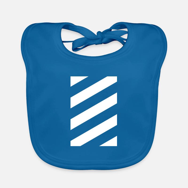 Design minimaliste - Rayures Blanches Diagonal - Bavoir bio Bébé - bleu paon