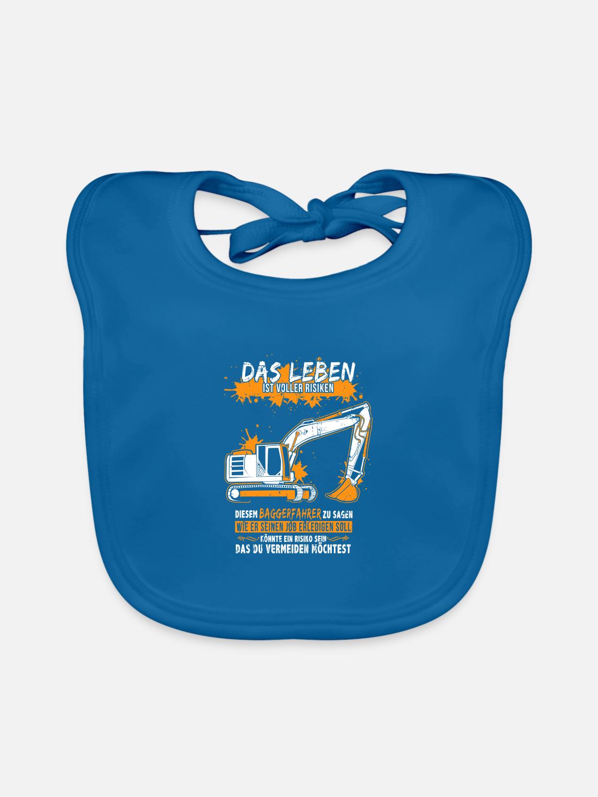 Baggerfahrer mit Bagger - Baby Bio-Lätzchen - Pfauenblau - Vorne