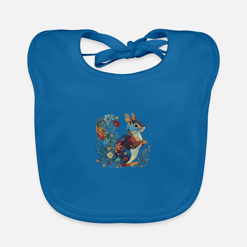 Squirrel Flowers Vintage Organic Baby Bibs