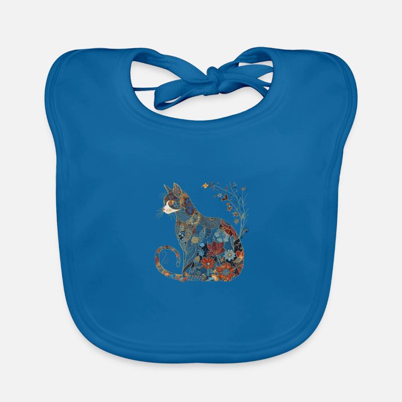 Cat Floral Pattern Vintage Gift Organic Baby Bibs