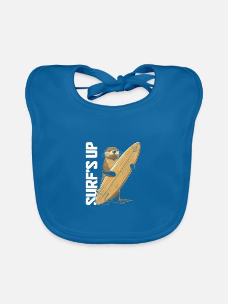 Surfen Otter Vintage Surfer Geschenk - Baby Bio-Lätzchen - Pfauenblau