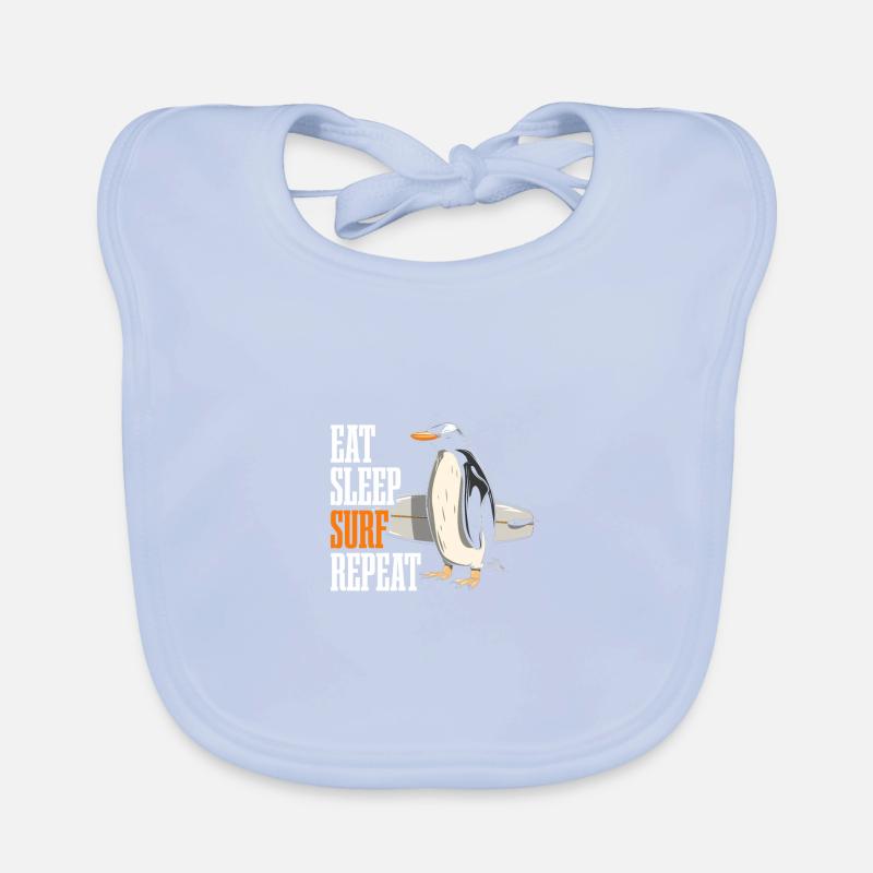 Penguin Surfing Surfer Funny Gift Organic Baby Bibs