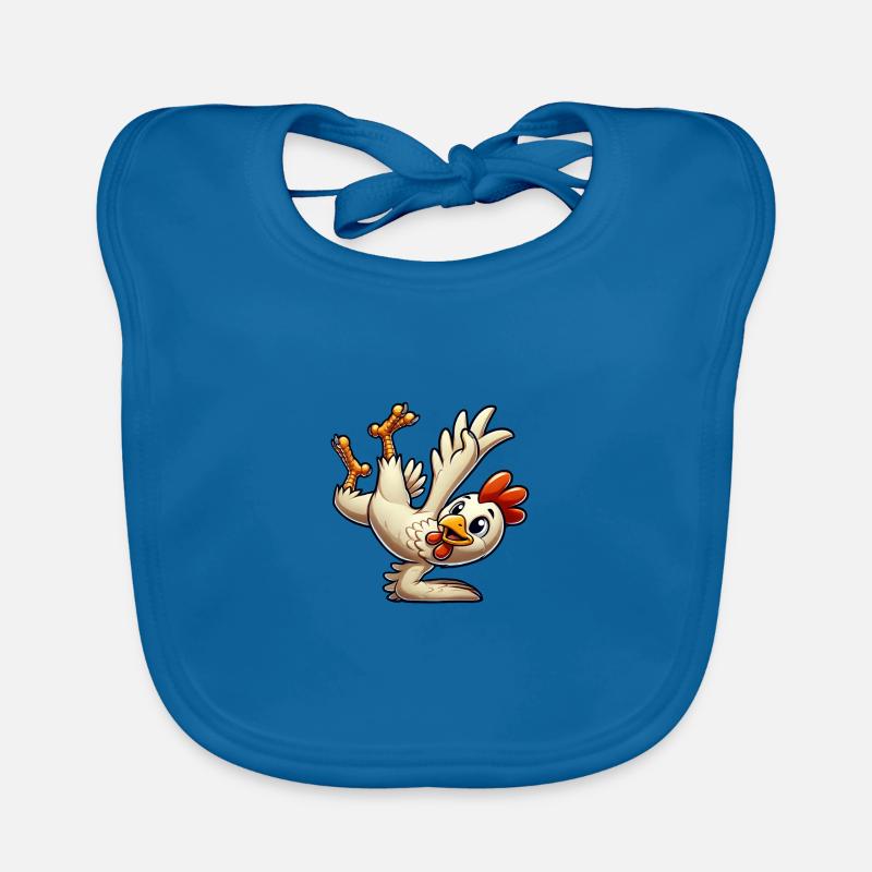 Breakdance chicken in handstand and somersault Organic Baby Bibs