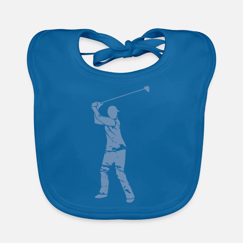 Golf Golfer Silhouette - White Grunge Design Organic Baby Bibs