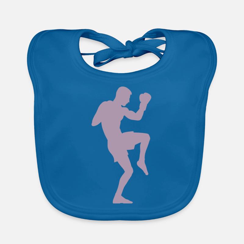 Boxer silhouette, powerful martial arts design Organic Baby Bibs