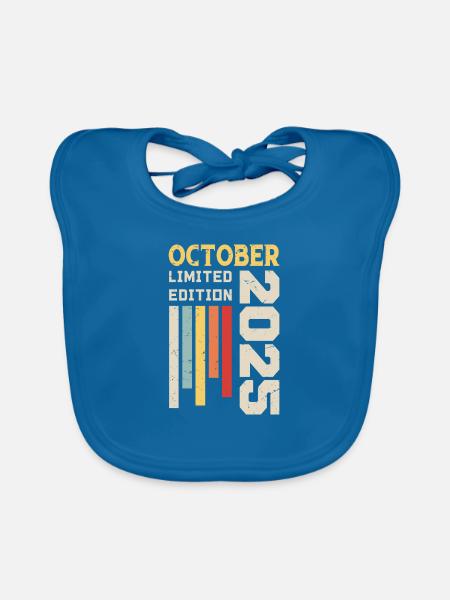 Oktober 2025 - Oktober 2025 Geburtstagsgeschenk - Baby Bio-Lätzchen - Pfauenblau - Vorne