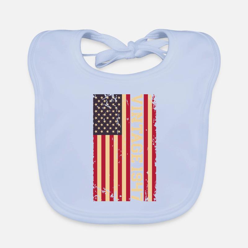 Vintage 1947 US Flag Organic Baby Bibs