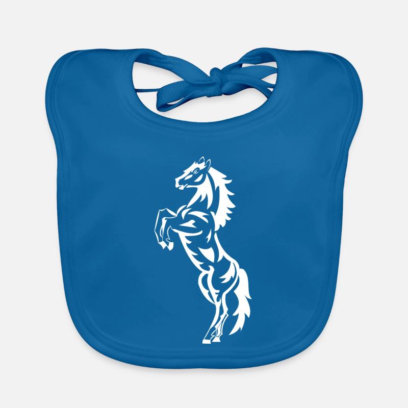 Cheval, équitation, cavalier, chevaux - Bavoir bio Bébé - bleu paon