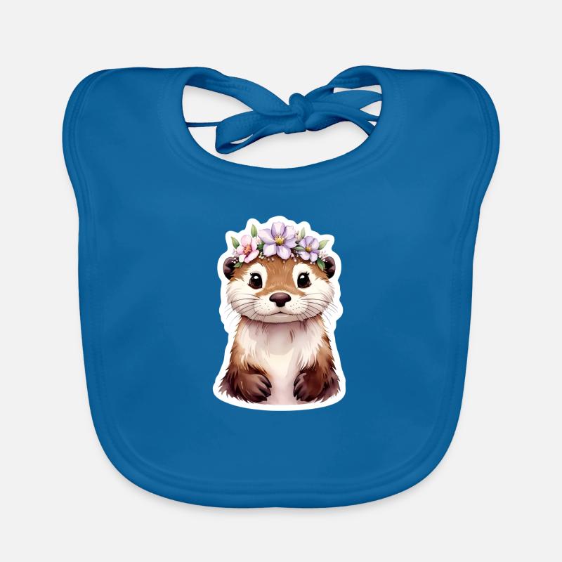 Otter mit Blumen Baby Bio-Lätzchen