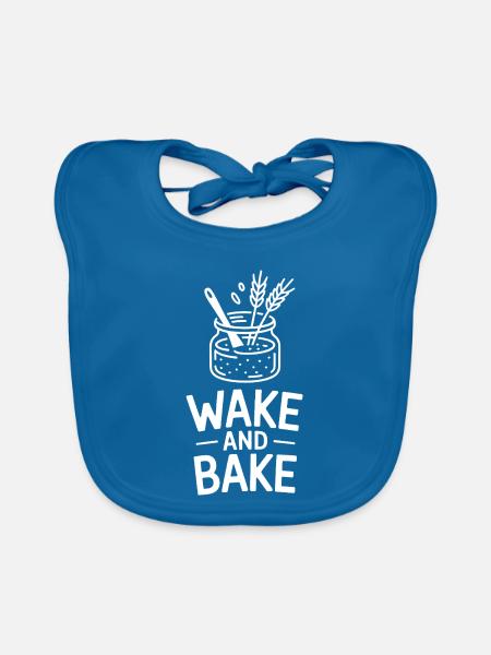 Dawn Bake Herb & Getreidemotiv - Baby Bio-Lätzchen - Pfauenblau