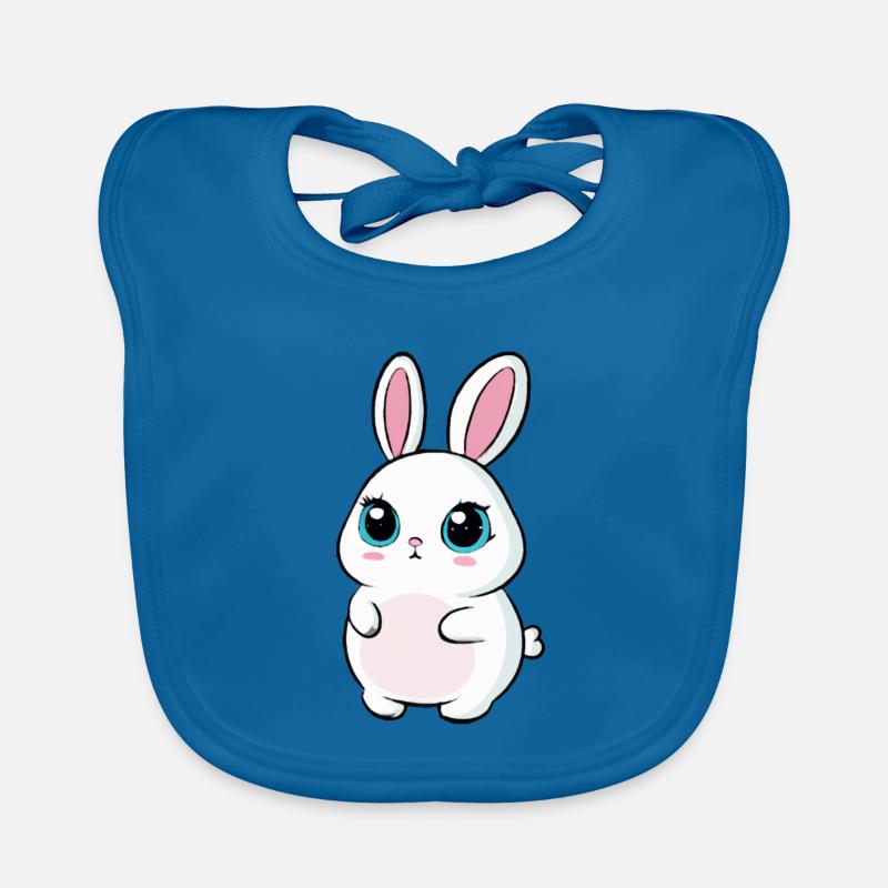 Doux petit lapin, quelle mignonne ! - Bavoir bio Bébé - bleu paon