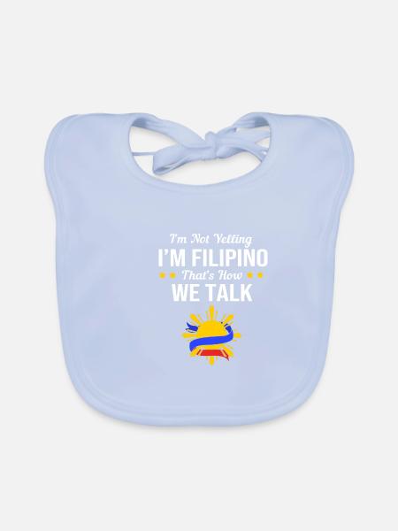 Filipino Philippines - Organic Baby Bibs - sky blue - Front