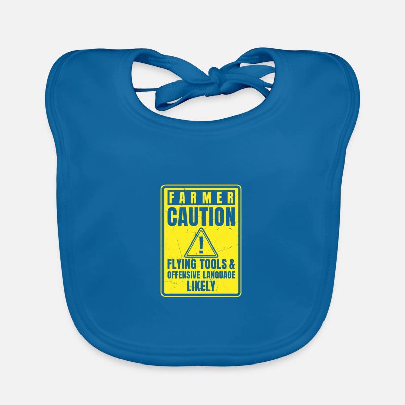 Caution Farmer Flying Tools And Offensive Language Baby Bio-Lätzchen