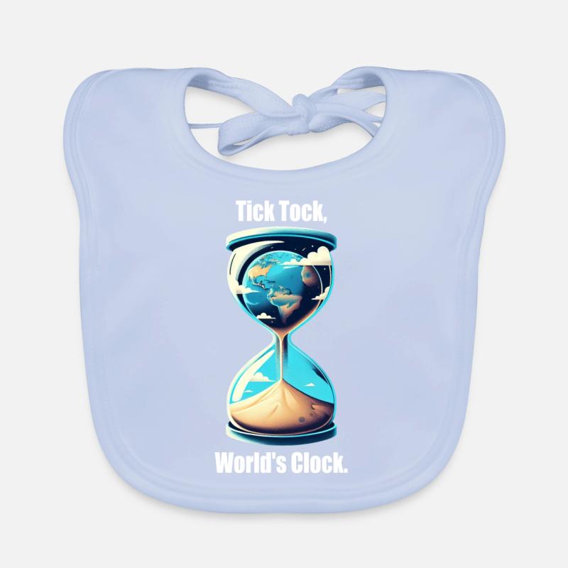 "Tick Tock, World's Clock" - Erde in Sanduhr Baby Bio-Lätzchen