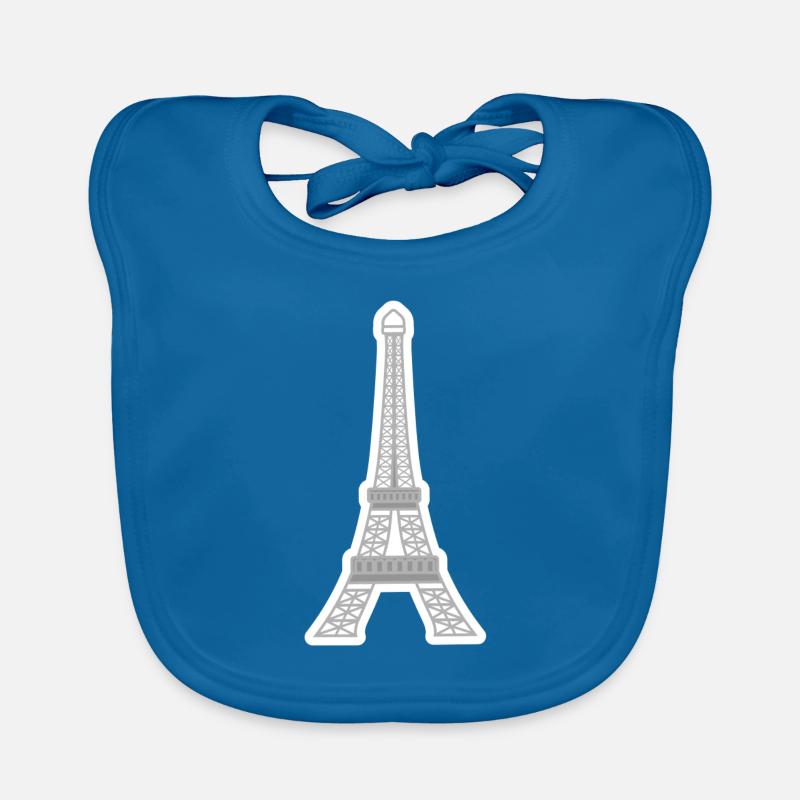 tour Eiffel - Bavoir bio Bébé - bleu paon