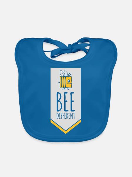 bee different saying quote - Organic Baby Bibs - peacock-blue - Front