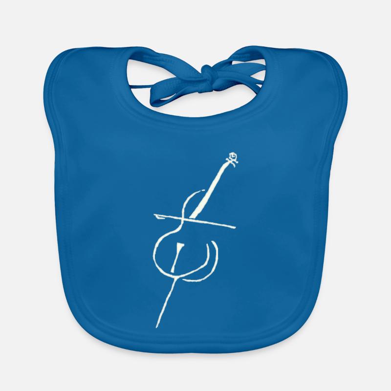 Violoncelle blanc pur - Bavoir bio Bébé - bleu paon