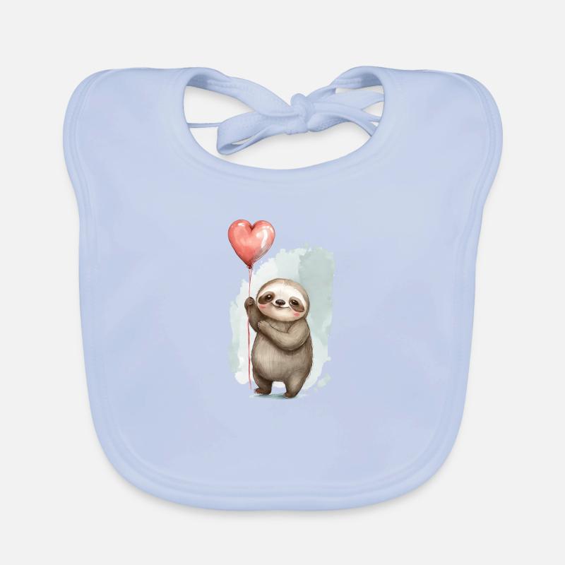 Faultier Herz Aquarell Baby Bio-Lätzchen