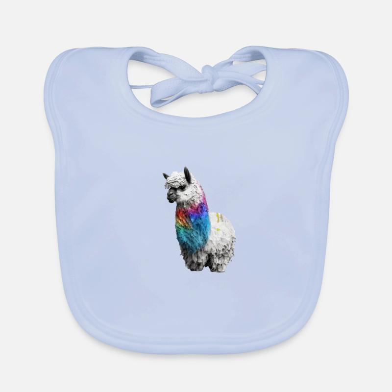 Alpaca Llama Realistic Rainbow Organic Baby Bibs