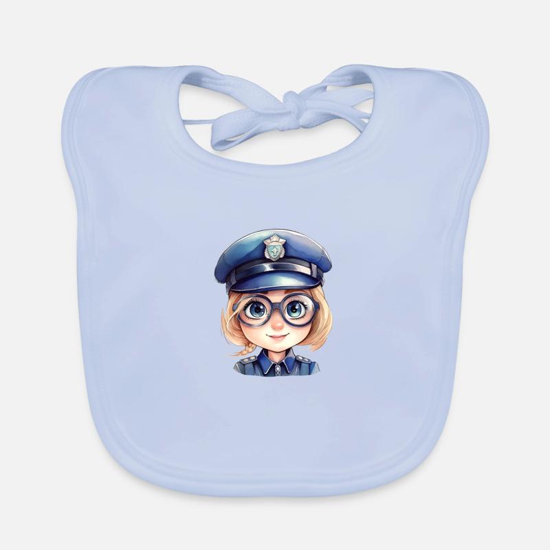 Dessin d’aquarelles de policière Bavoir bio Bébé