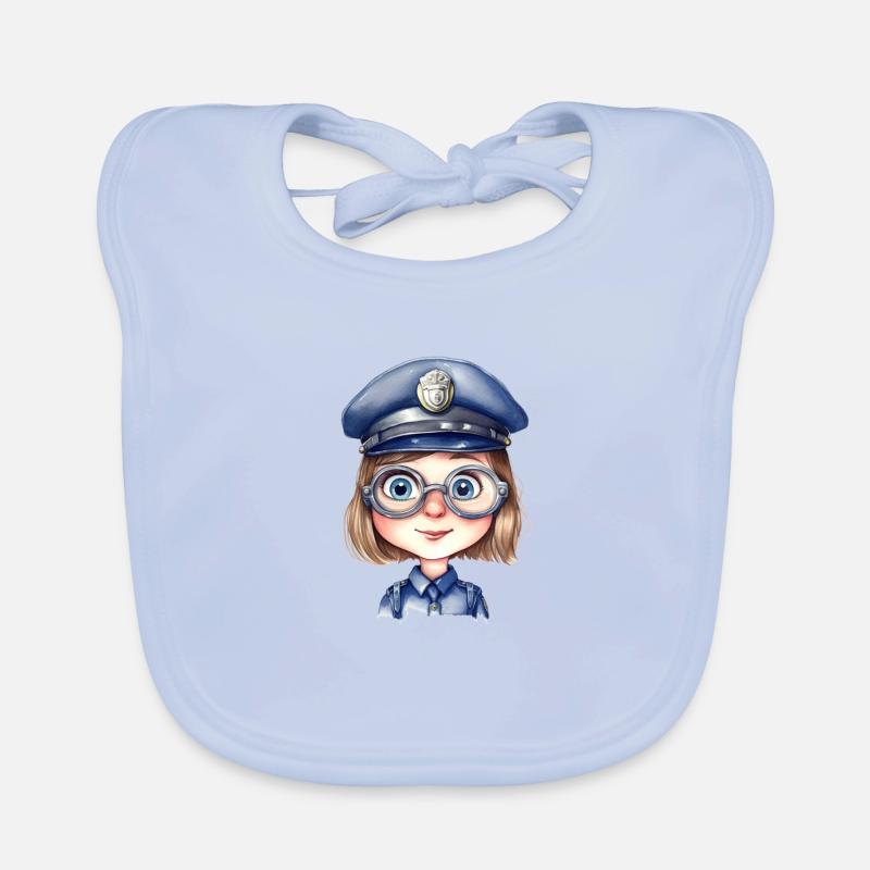 Dessin d’aquarelles de policière Bavoir bio Bébé