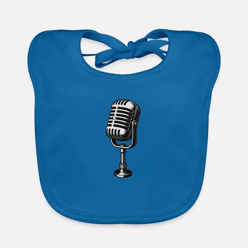 Vieux micro - Bavoir bio Bébé - bleu paon