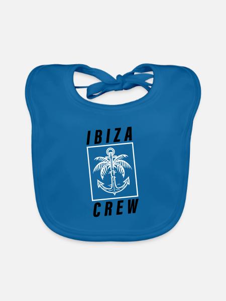 Ibiza Crew Anchor Palm Tree Holidays - Organic Baby Bibs - peacock-blue - Front