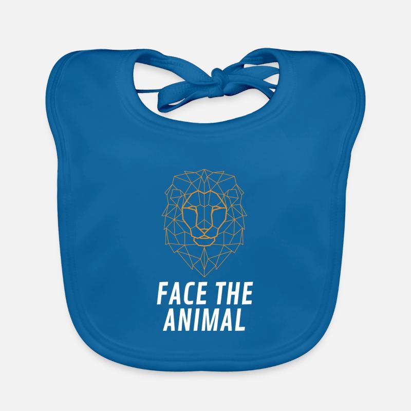 Affrontez le lion animal - Bavoir bio Bébé - bleu paon