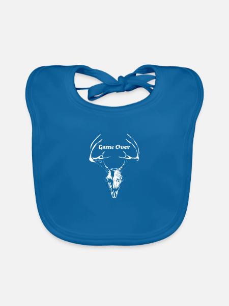 Game Over Bachelor Party - Organic Baby Bibs - peacock-blue - Front