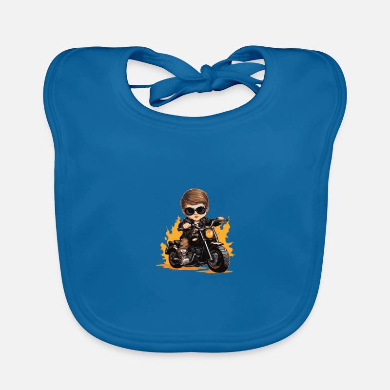 Moto pour bébé - Bavoir bio Bébé - bleu paon