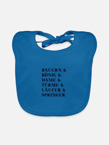 Schach Schachfiguren Geschenkidee - Baby Bio-Lätzchen - Pfauenblau - Vorne