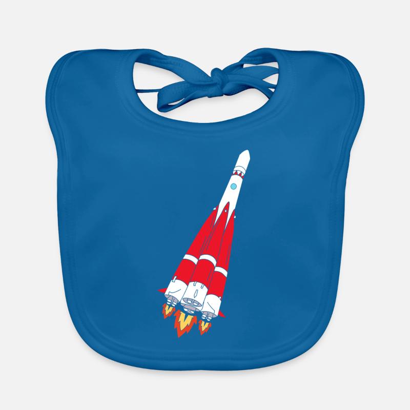 Rocket with thrust - hand-painted Organic Baby Bibs