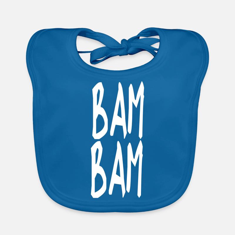 BAM BAM text motif singing gift idea Organic Baby Bibs