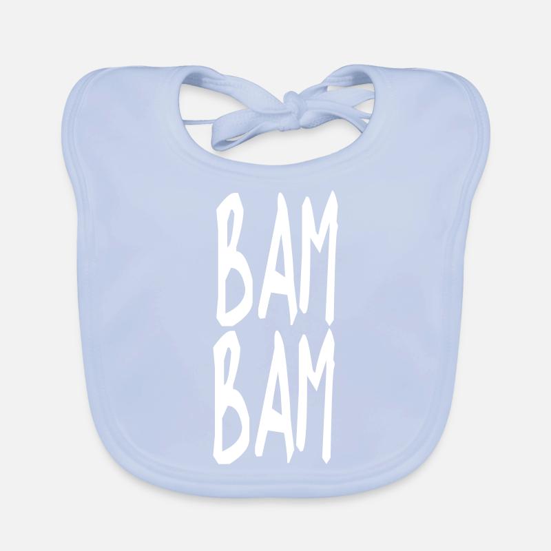 BAM BAM text motif singing gift idea Organic Baby Bibs